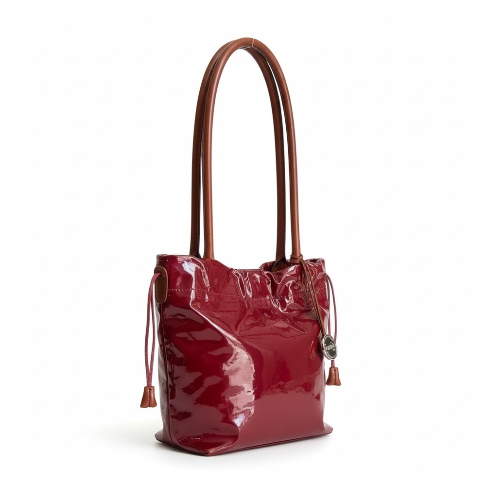 FURLA Red Patent Leather Tote Bag Italian Luxury Shoulder Bag ✨ - Picture 4 of 10